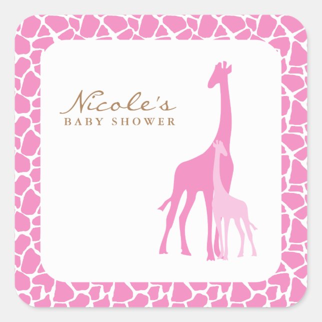 Sticker Carré Maman rose et Giraffes de bébé (Devant)
