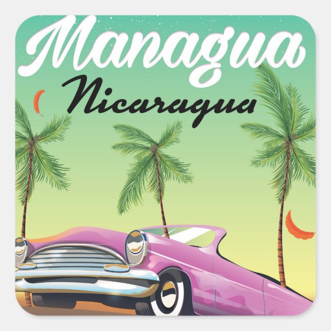 Sticker Carré Managua - affiche de voyage du Nicaragua (Devant)