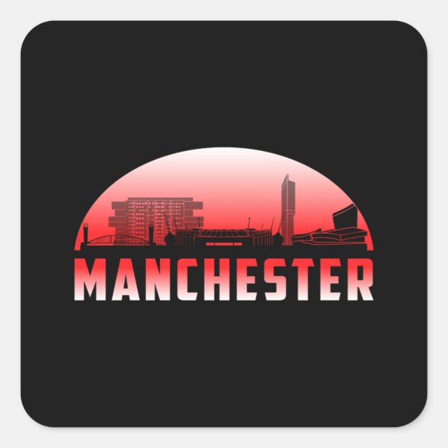 Sticker Carré Manchester City Cityscape Skyline Drôle idée cadea (Devant)
