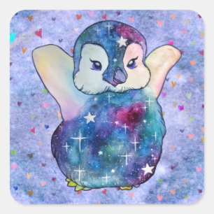 Sticker Carré Manchot nommé Bouton