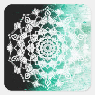 Sticker Carré Mandala Abstrait, un peu vert