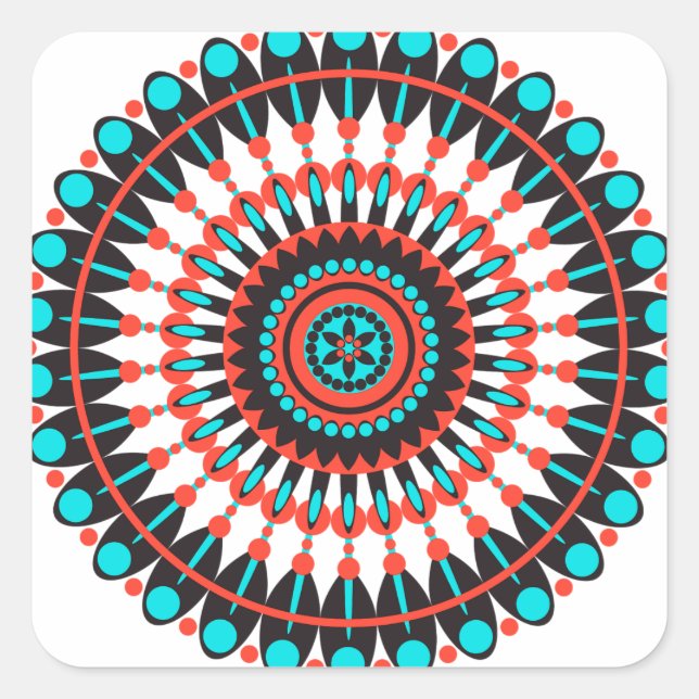 Sticker Carré Mandala amérindienne (Devant)