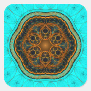 Sticker Carré Mandala fractal harmonique