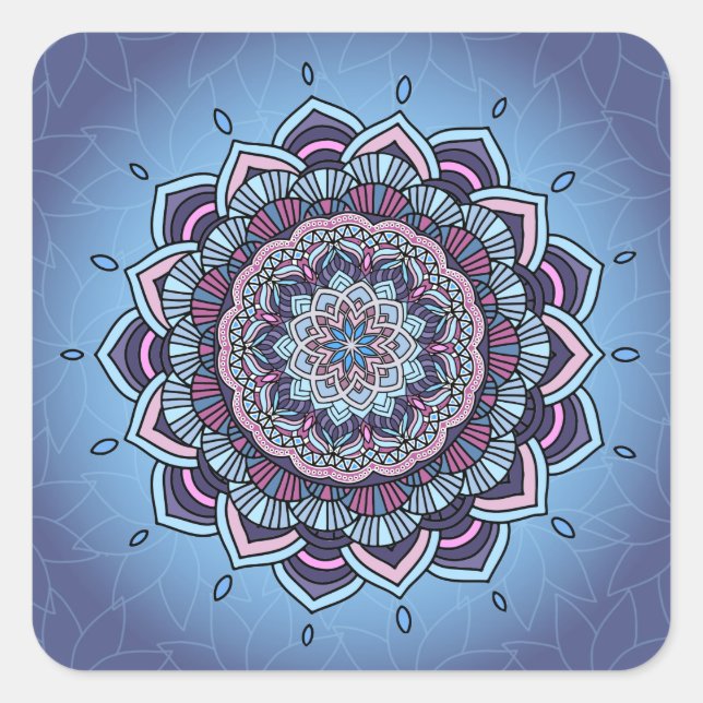 Sticker Carré Mandala ID361 bleu profond (Devant)