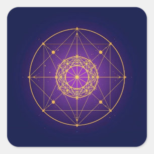 Sticker Carré Mandala Sacré Céleste – Géométrie Mystique