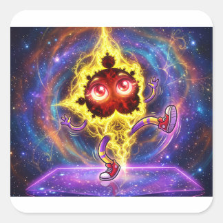 Sticker Carré Mandelbrot de dessin animé dansant dans l'espace