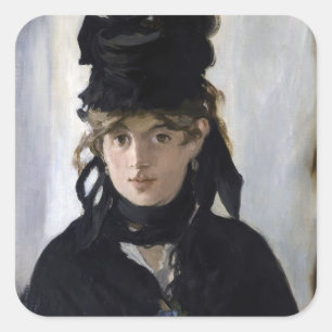 Sticker Carré Manet - Berthe Morisot avec un bouquet de violette