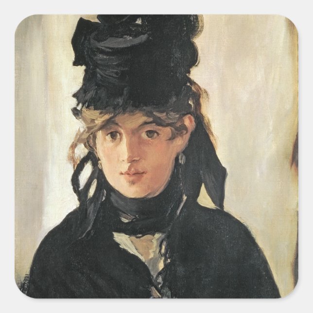 Sticker Carré Manet | Berthe Morisot avec un bouquet de violette (Devant)