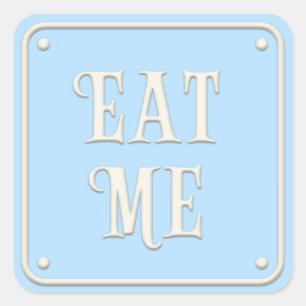 Sticker Carré "Mange-moi" Wonderland Tea Party Girl Pastel Blue