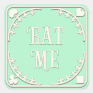 Sticker Carré "Mange-moi" Wonderland Tea Party joyeux vert