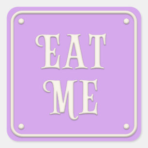 Sticker Carré "Mange-moi" Wonderland Tea Party Pastel Purple
