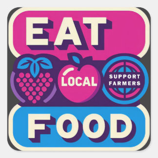 Sticker Carré Manger des aliments locaux