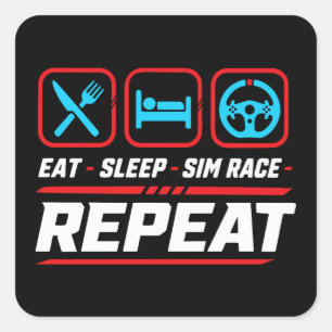 Sticker Carré Manger dormir sim course répéter pour les fans de