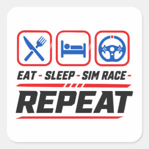 Sticker Carré Manger dormir sim course répéter pour les fans de