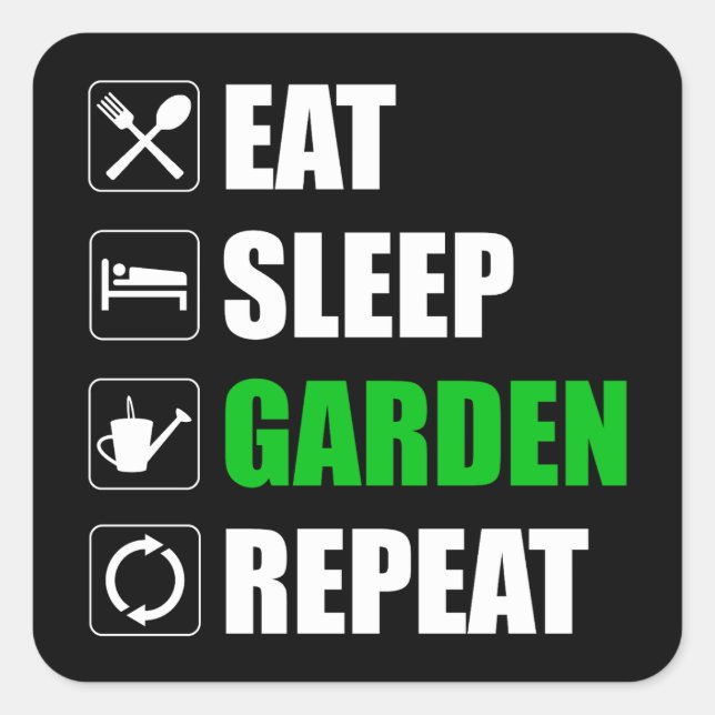 Sticker Carré Manger Jardin de sommeil Répéter (Devant)