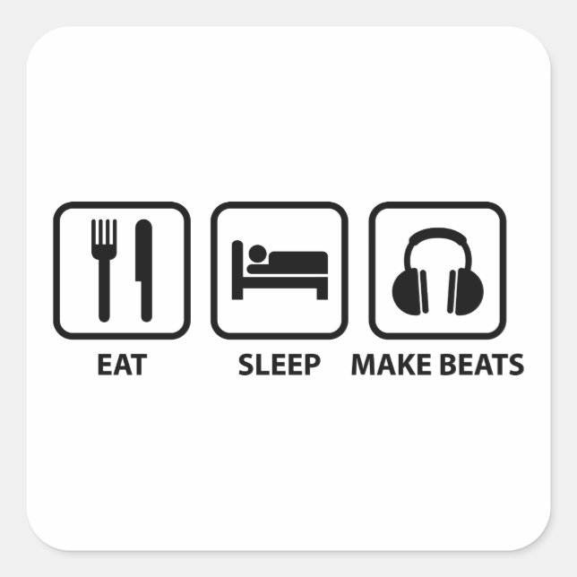 Sticker Carré Manger Le Sommeil Faire Des Beats (Devant)