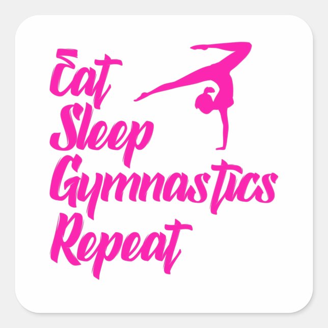 Sticker Carré manger sommeil gymnastique répéter (Devant)