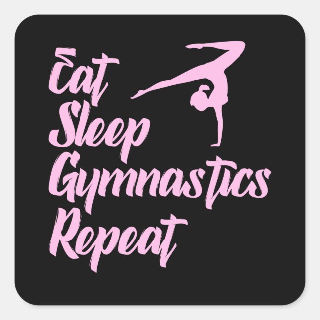Sticker Carré manger sommeil gymnastique répéter (Devant)