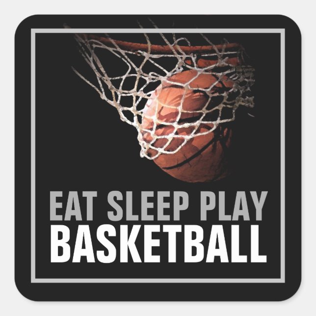 Sticker Carré Manger Sommeil Jouer Basket-Ball Artwork Motivatio (Devant)