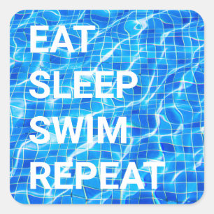 Sticker Carré Manger Sommeil nage Répéter piscine aquatique aqua