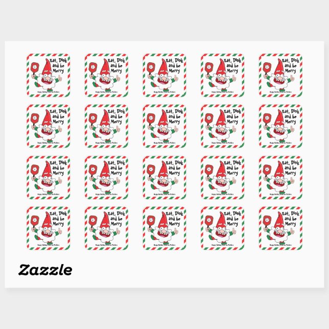 Sticker Carré Mangez, buvez et soyez joyeux Sac de pickleball de (Feuille)