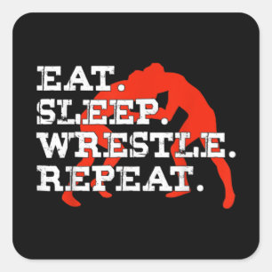 Sticker Carré Mangez la lutte du sommeil Répétez la lutte amusan