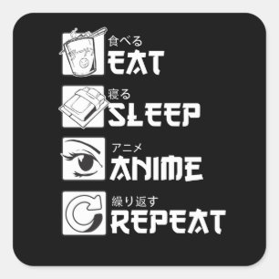 Sticker Carré Mangez le sommeil Anime Répéter drôle Cadeau