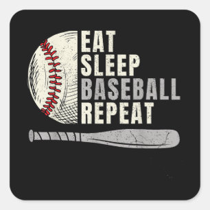 Sticker Carré Mangez Sleep Baseball Répéter Funny Baseball Playe