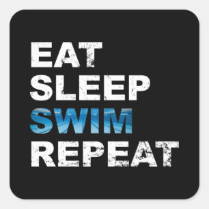 Sticker Carré Mangez Sleep Swim Repeat - Drôle cadeau pour nageu