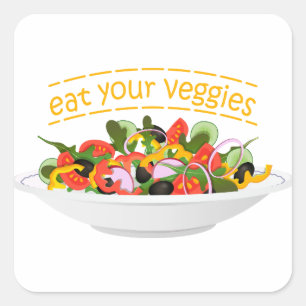 Sticker Carré Mangez vos Légumes Citer salade fraîche mélange bo