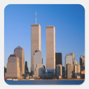 Sticker Carré Manhattan Skyline et Hudson River, New York, 2