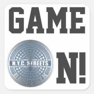 Sticker Carré Manhole Cover Brooklyn Blue