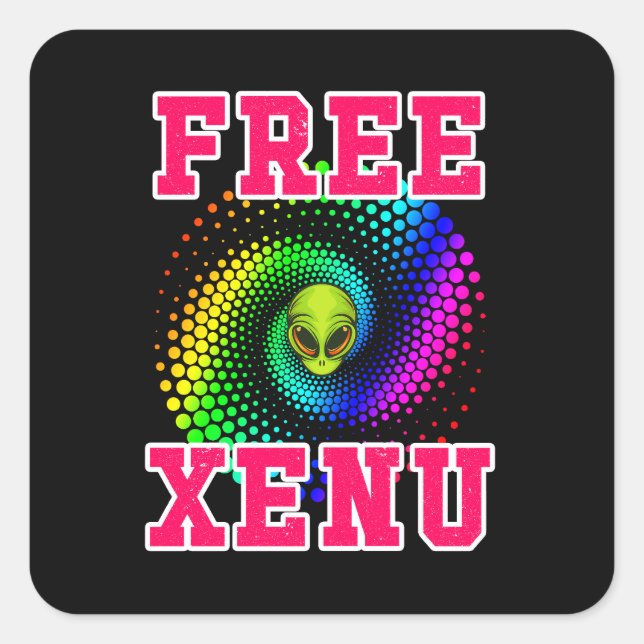 Sticker Carré Manifestation de scientologie libre Xenu Rainbow S (Devant)