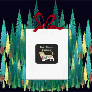 Sticker Carré Mans Forever Friend Gold Chien Folk Art Décoratif