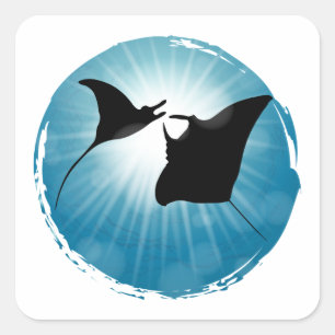 Sticker Carré Manta Ray Vie aquatique sous-marine