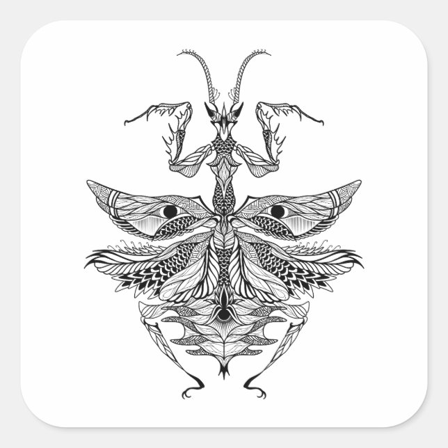 Sticker Carré Mantis de prière inspirés (Devant)
