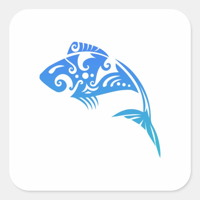 Sticker Carré Maori Fish Tribal Tattoo - Idée cadeau (Devant)