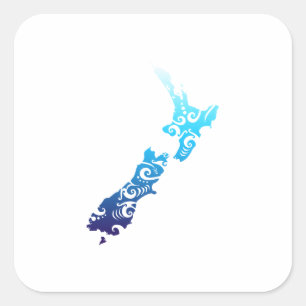 Sticker Carré Maori New Zealand Map Tribal Tattoo Gidea Idea