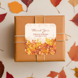 Sticker Carré Maple Feuille Orange Terracotta Merci d'automne