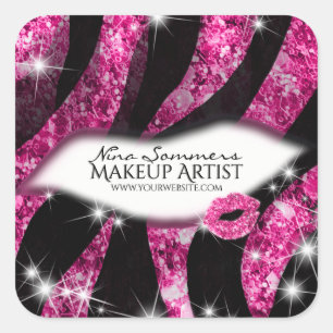 Sticker Carré Maquillage Artiste Glam Parties scintillant rose l