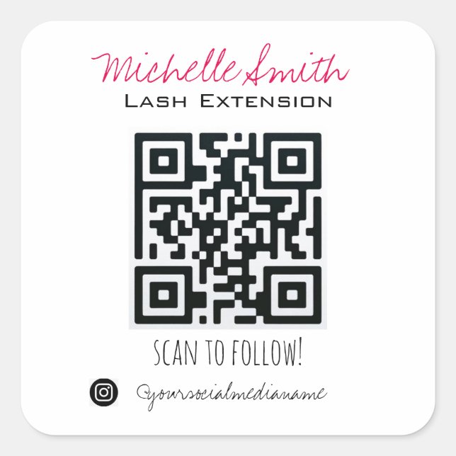 Sticker Carré Maquillage Artiste Lashes Brows Black White Qr Cod (Devant)