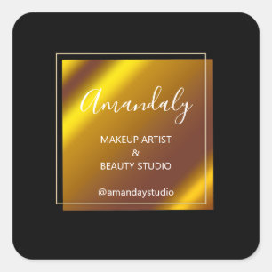 Sticker Carré Maquillage Beauté Parties scintillant Merci Gold B