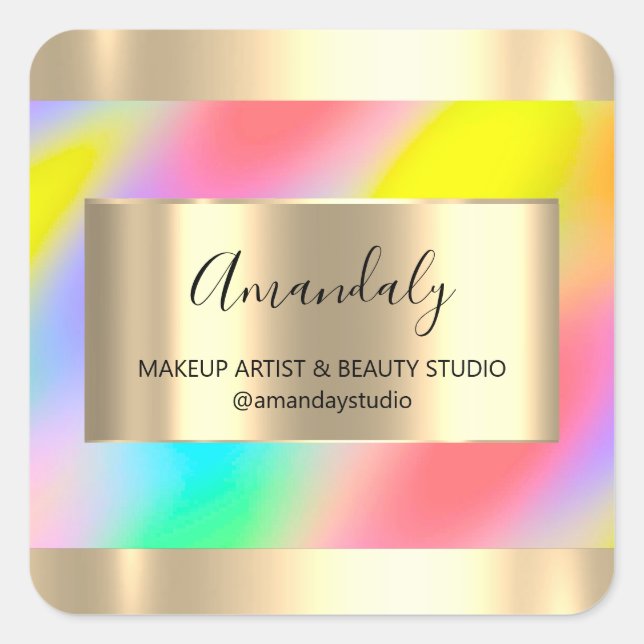 Sticker Carré Maquillage Beauté Shop Frame Gold Favoriser Unicor (Devant)
