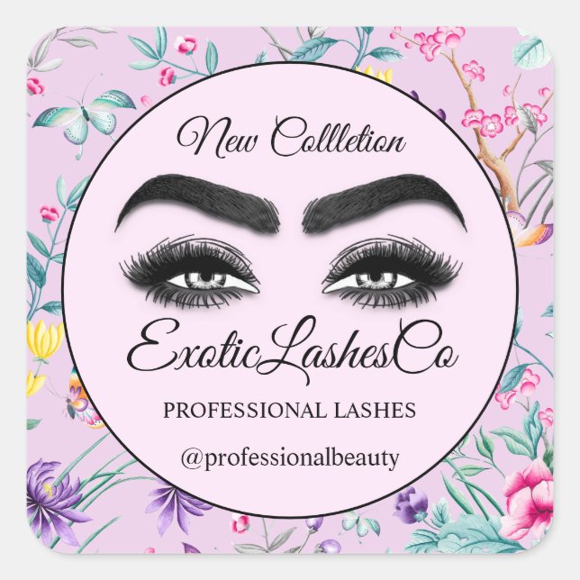 Sticker Carré Maquillage Eyelash Packaging Cleaner Merci rose (Devant)