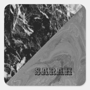 Sticker Carré Marble noir