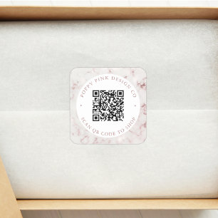 Sticker Carré Marbre moderne élégant personnalisé QR Code Boutiq