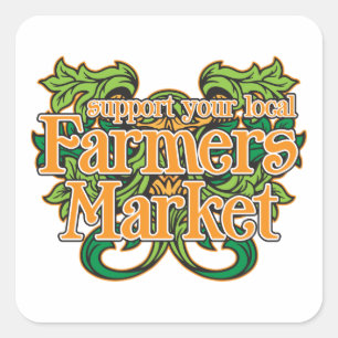 Sticker Carré Marché d'agriculteurs de soutien