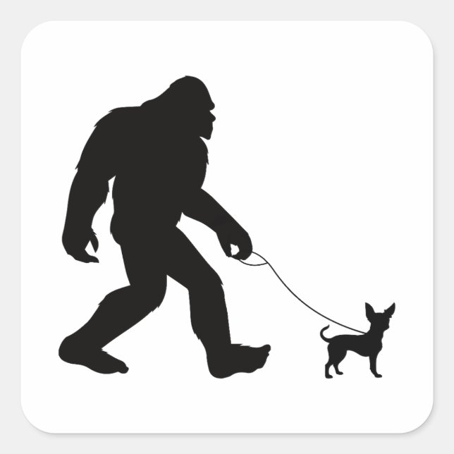 Sticker Carré Marche des pieds Bigfoot Chihuahua (Devant)
