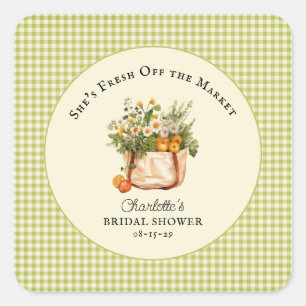 Sticker Carré Marché Frais Mariage Fête de Marché des Producteur