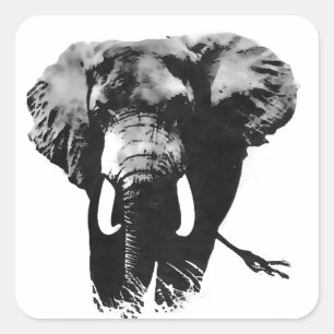 Sticker Carré Marcher Eléphant
